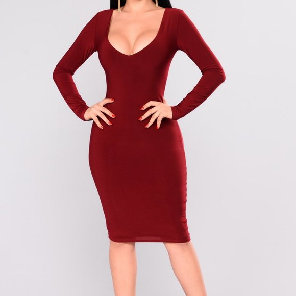 Midi Dress - Burgundy - Picture 1 of 3